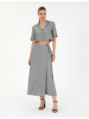 Pierre Cardin Kadın Gri A Kesim Dokuma Etek 50288866-VR024