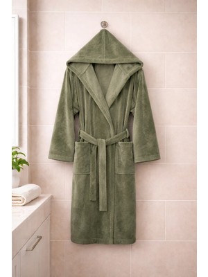 Mysoft Home Triga Kapüşonlu Bornoz %100 Pamuk