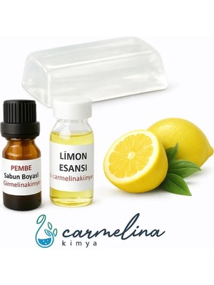 Carmelina Sabun Yapım Seti-6 (Şeffaf Sabun Bazı- Pembe Boya Ve Limon Esansı)