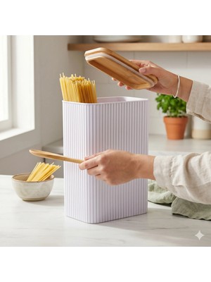 Makri Home Bambu Kapaklı Saklama Kutusu - 2 Litre (15 x 9 x 21 Cm)