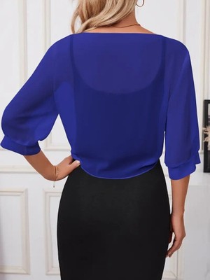 Amorluxe Kadın Truvakar Kol Önden Bağlamalı Kısa Şifon Bolero Ceket