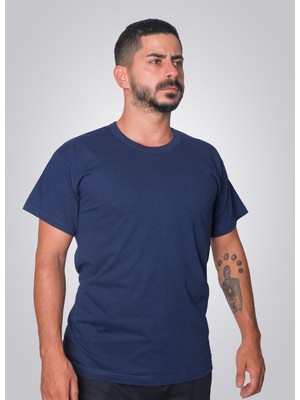 Okapi Bisiklet Yaka Kısa Kol Penye T-Shirt Lacivert