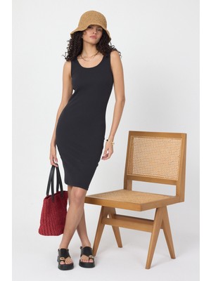 Segnante Kadın Mini Bodycon Kolsuz Füme Elbise