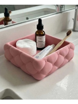 Lotus Home Kapitone Desenli Banyo Organizer – Dekoratif Kozmetik & Bakım Düzenleyici
