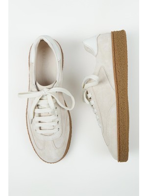 Krähe Krahe Palminteri 2 Erkek Hakiki Deri Bağcıklı Bej-Ekru Sneakers