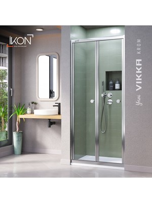 İkon Duş Sistemleri Vikka Katlanır | Krom Şeffaf Duş Kabini H:190
