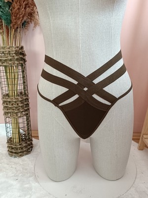 Zena Underwear Emma Yüksel Bel Lastik Şeritli Arkası Sıra Taş Tanga Detaylı Kadın Iç Giyim Külot