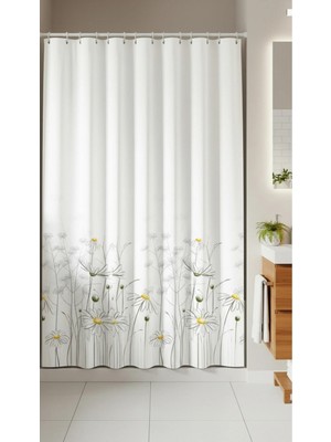 Tropik Home -Daisy Papatya- Çift Kanatlı Banyo Duş Perdesi (2X110X200)