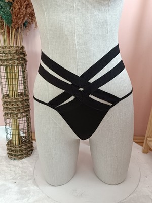 Zena Underwear Emma Yüksel Bel Lastik Şeritli Arkası Sıra Taş Tanga Detaylı Kadın Iç Giyim Külot