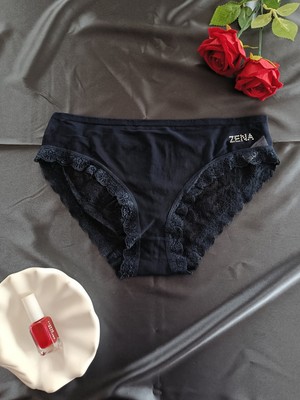 Zena Underwear Ava Arkası Çift Pencereli Fiyonklu Full Dantelli Kadın Iç Giyim Külot