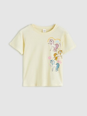 Lcw Sarı Baskılı Kız Çocuk Şortlu Pijama Takım