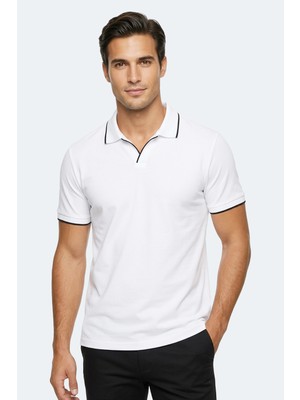 Slazenger Zıther Erkek Polo Yaka Beyaz Tişört