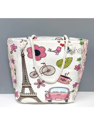 LTG Nova Eyfel Kulesi Desenli Plaj Çantası