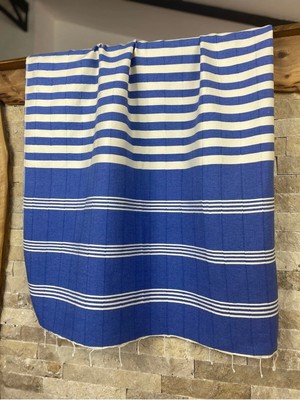Bohemania El Dokuması Organik Pamuk Mavi Plaj Peştamalı 90X190