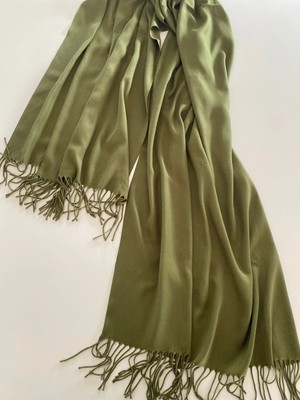 Bohemania Haki Kaşmir Yumuşak Dokulu Omuz Atkısı (Cashmere) Kışlık Kalın Şal