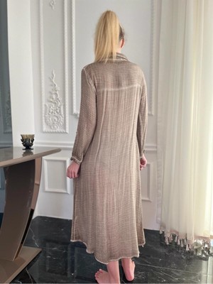Bohemania Kadın Organik Pamuk Uzun Gömlek Elbise Kimono