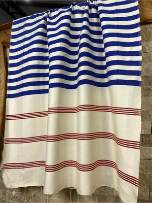 Bohemania El Dokuması Bambu Kırmızı Mavi Plaj Peştemal 90X190