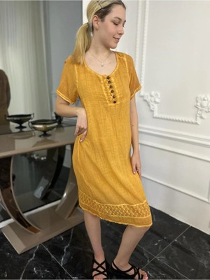 Bohemania Kadın Antik Dokuma Dantel Detaylı Organik Elbise