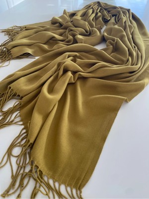 Bohemania Hardal Kaşmir Yumuşak Dokulu Omuz Atkısı (Cashmere) Kışlık Kalın Şal