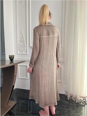 Bohemania Kadın Organik Pamuk Uzun Gömlek Elbise Kimono