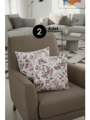 Senpai Chevron Bohem Dekoratif Punch Yastık Kırlent Kılıfı 2 Adet | 45X45 Hayat Ağacı Pembe