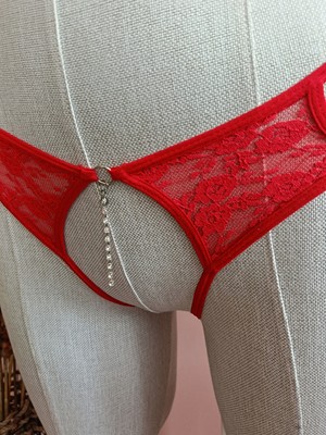 Zena Underwear Yolanda Özel Bölgesi Açık Sıra Taş Detaylı Dantelli Kadın Sütyen Takım (Max. 60 Kilo Ile Uyumludur)