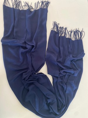 Bohemania Lacivert Kaşmir Yumuşak Dokulu Omuz Atkısı (Cashmere) Kışlık Kalın Şal
