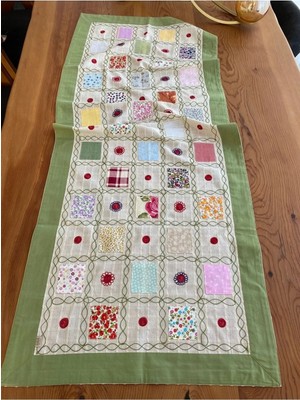 Bohemania Yeşil Renkli Yamalı Işlemeli 50X130 cm Runner