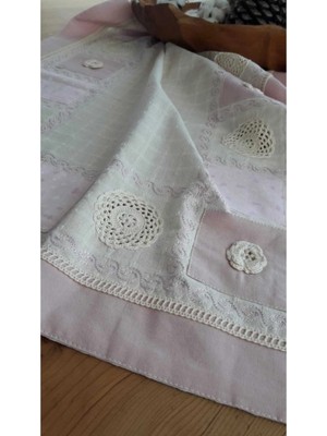 Bohemania Buldan Pembe El Işi Patchwork Dantelli Naturel Runner