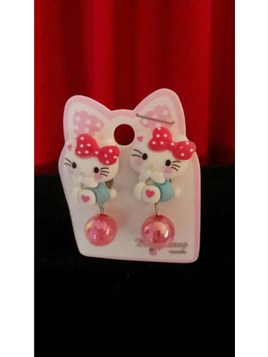 Famemus Accessory Sevimli Hello Kitty Figür Içi Simli Sallantılı Boncuk Klipsli