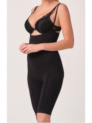Siyah Kadın Paçalı Boy Dikişsiz Korse