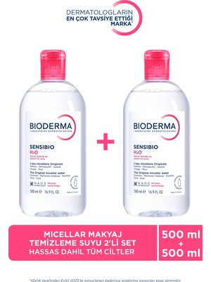Bioderma Sensibio H2O 500 ml x 2 Adet Hassas Ciltler İçin Etkili Temizleme Seti