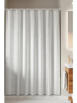 Tropik Home -Mermer Desen Beyaz- Çift Kanatlı Banyo Duş Perdesi (2X110X200)