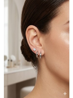 Tılsım Accesories Çelik Küpe 3lü Sılver