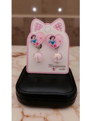 Famemus Accessory Içi Simli Parlak Sallantı Boncuk Süslemeli Disney Prenses Klips Küpe
