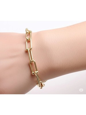 Famemus Accessory Sevgililer ve Özel Günler Çelik Gold Bileklik