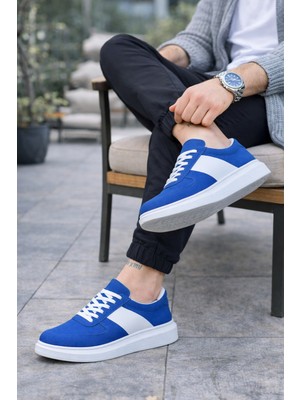 Zerenyus ZRJ011 Günlük Bağcıklı Süet Erkek Sneaker - Mavi/beyaz