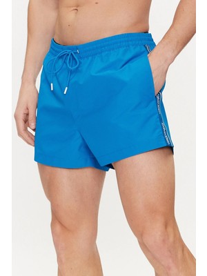 Calvin Klein Core Logo Tape Short Drawstring Swim Short Erkek Kısa Yüzme Şortu Mavi