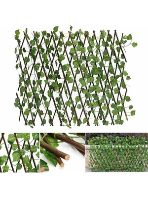 Vizyon Çiçek 2 Adet Dekoratif Yapay Akordiyon Çit Sarmaşıklı Bahçe Balkon Teras Çiti 300X60 cm E Uzatılabilir