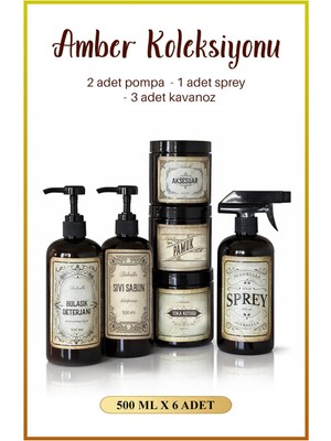 Alubrella Amber Şişe ve Kavanoz Seti, Kozmetik ve Genel Amaçlı Etiketler