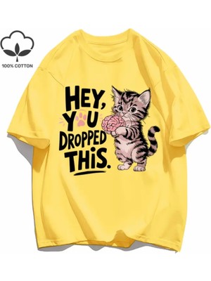 Punix Kids Özel Seri Hey ! You Baskılı %100 Pamuk Ter Tutmayan Yeni Sezon Kız Çocuk Sevimli T-Shirt