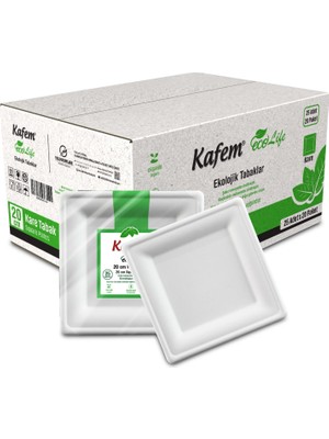 Kafem Ekolojik Kare Tabak 20 cm 25 Li x 20 Paket (Koli)
