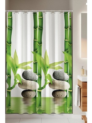 Tropik Home -Bamboo- Çift Kanatlı Banyo Duş Perdesi (2X110X200)