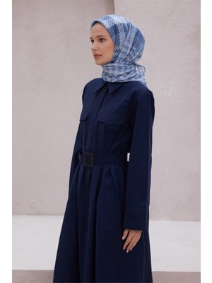 Belli Kazayağı Deseni Nova Soğuk Mavi Eşarp 1000