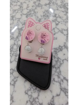 Famemus Accessory Içi Simli Parlak Sallantı Boncuk Süslemeli Disney Prenses Klips Küpe