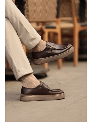 Faruk Balkanas Lopez Model Hakiki Natural Deri Eva Taban Tokalı Casual Ayakkabı