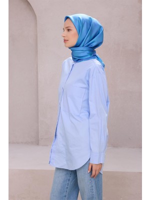 Belli Geometik Desen Ipek Eşarp 4201D (Twıll) Mavi - 41