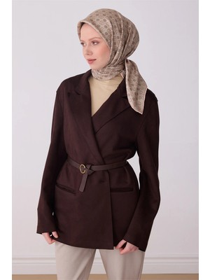 Belli Bej Etnik Desen %100 Twill Ipek Eşarp 4308-54