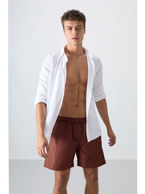 Tommy Life Kahverengi Hızlı Kuruyan Standart Fit Erkek Deniz Şortu - 81237