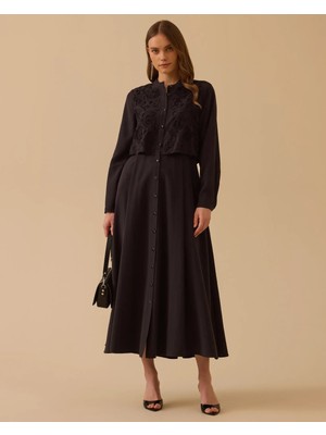 Seçil 1009 Katmanlı Nakış Detaylı Elbise #26#